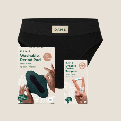 DAME pilna apsauga rinkinys: kelnaitės, įklotas ir tamponai